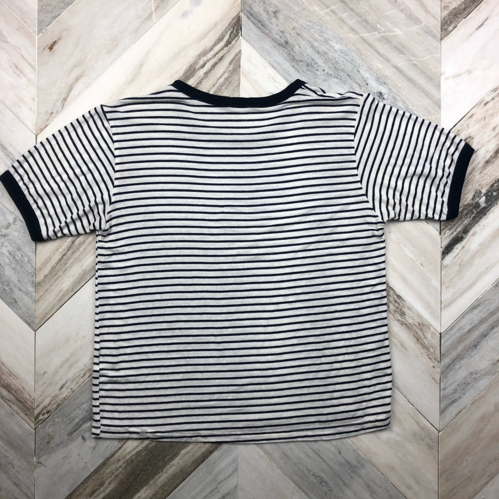 John Galt Striped Cropped Tee One Size Shirt - Picture 4 of 4